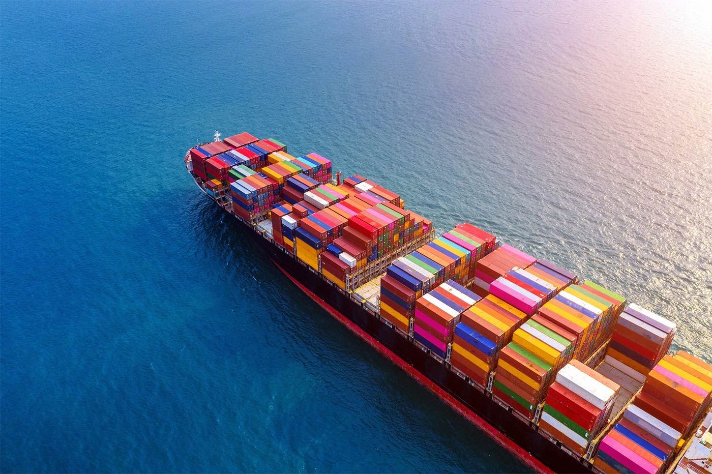 china supply chain shipping containers on a ship at sea